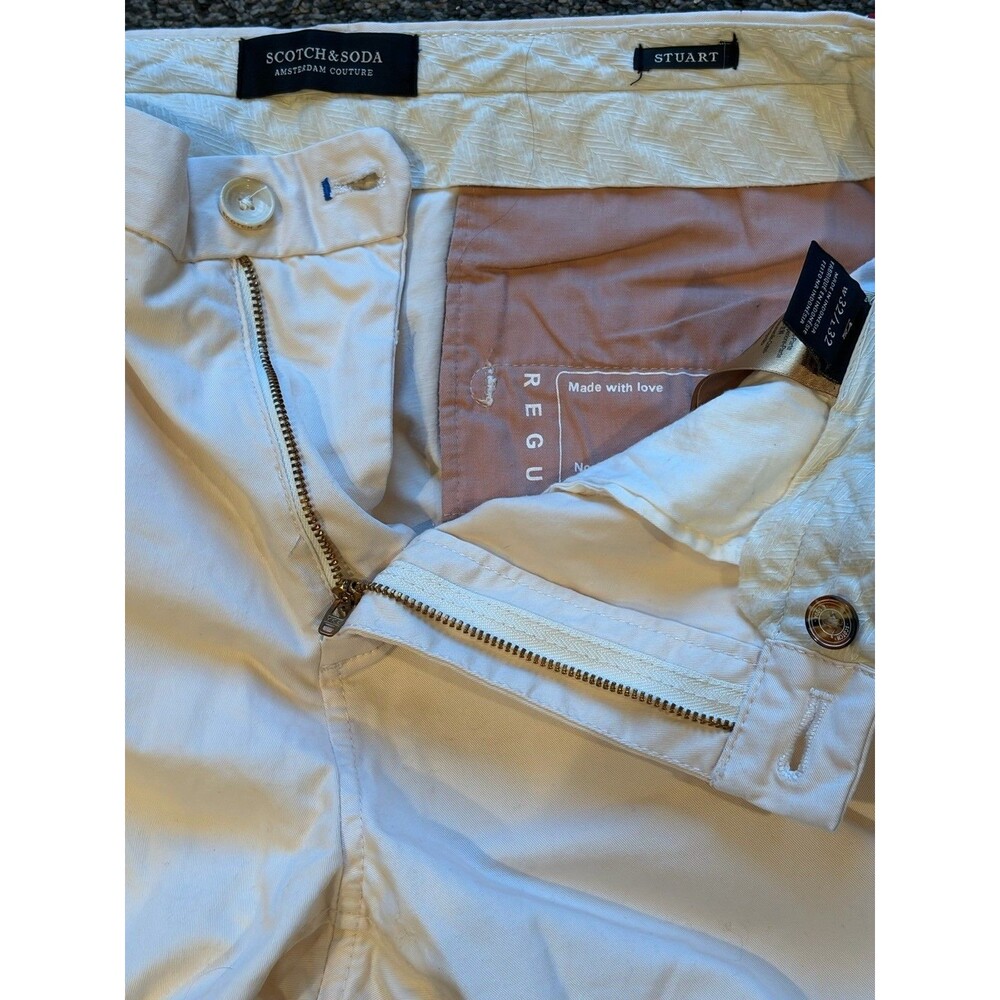 Scotch & Soda Men’s Stuart Trousers Ivory W32 L32 Slim Fit Chinos Office Casual - Picture 6 of 15